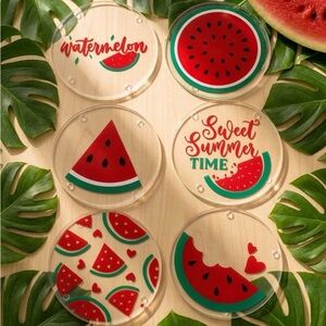 NWT Watermelon Coaster Set - Transparent - Set of 6